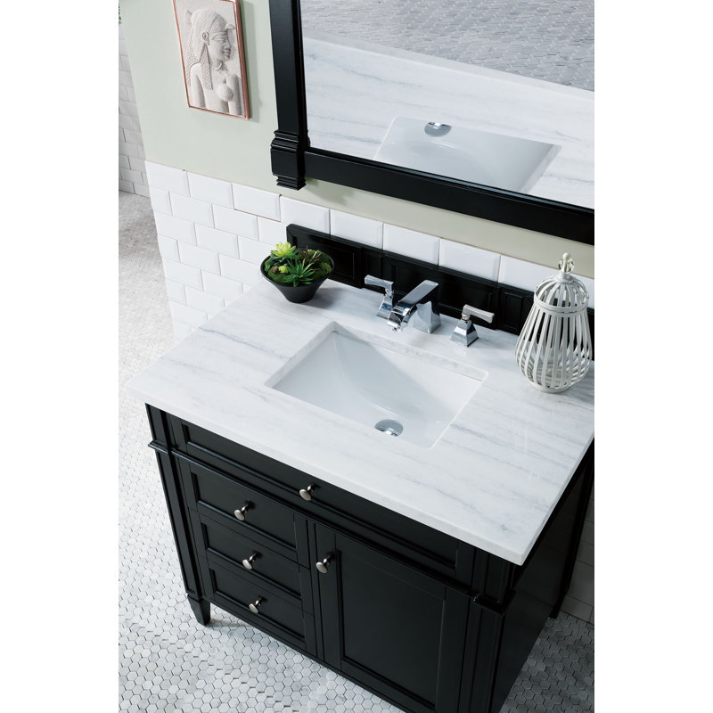 Brittany 36'' W Single Vanity, Black Onyx, Victorian Silver, 8" Widespread