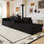 Canapé modulaire en velours côtelé de 103 po sans assemblage, sans assemblage, noir moderne