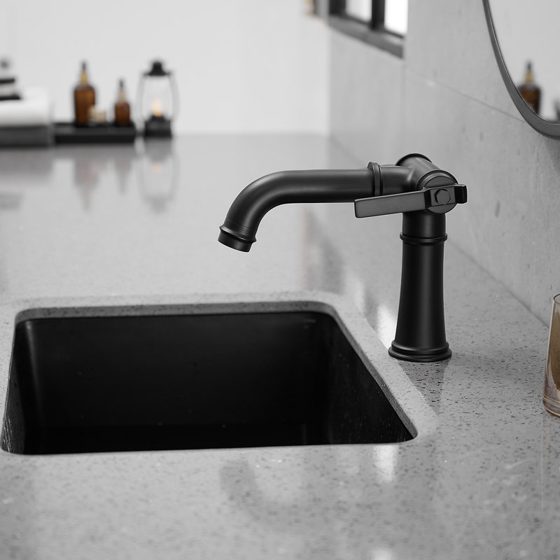 Single-Hole 2-handle Bathroom Faucet with Drain Assembly, Matte Black