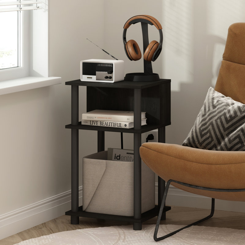Table de bout avec rangement et prises intégrées, ports USB et Type C, Espresso