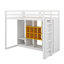 Lit mezzanine simple en bois avec garde-robe, tablettes et armoire, cadre de lit multi-rangement peu encombrant avec échelle réversible-1580920036-1580920038