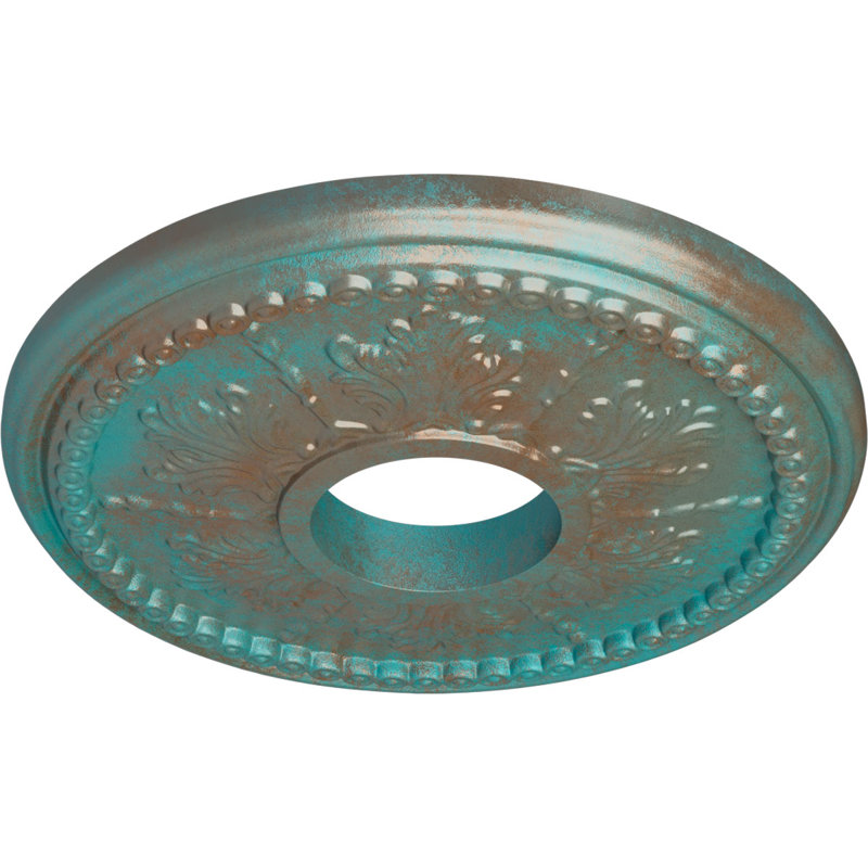Médaillon de plafond H 13,875 po x l 13,875 po x P 1,25 po Tirana, Cuivre patiné de vert