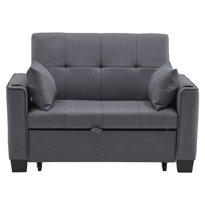 2 Seater Fabric Sleeper, Grey