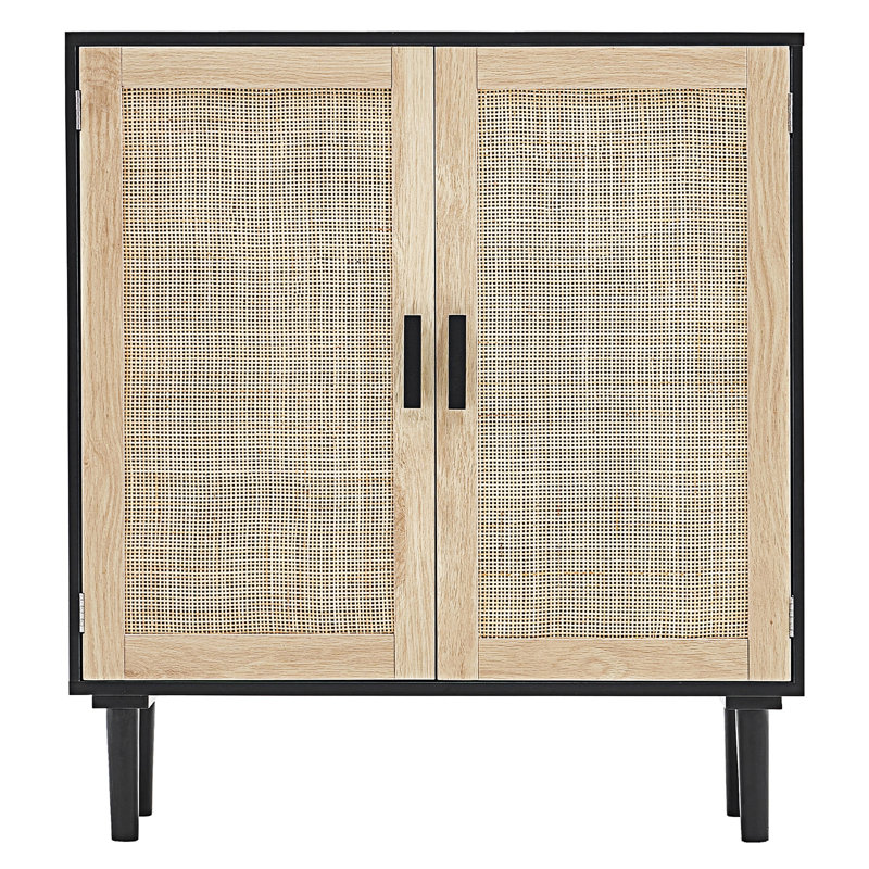 Armoire en rotin avec 2 portes et tablettes réglables
