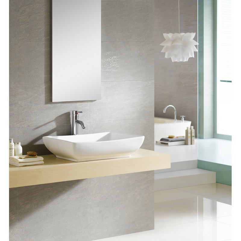 Lavabo de salle de bain vasque rectangulaire en céramique blanche Modern