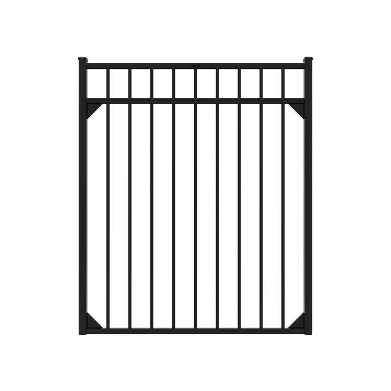 Athens Gloss Black Aluminum Flat Top And Bottom Design Gate For Pool Application, 54" H x 48" W x 2" D