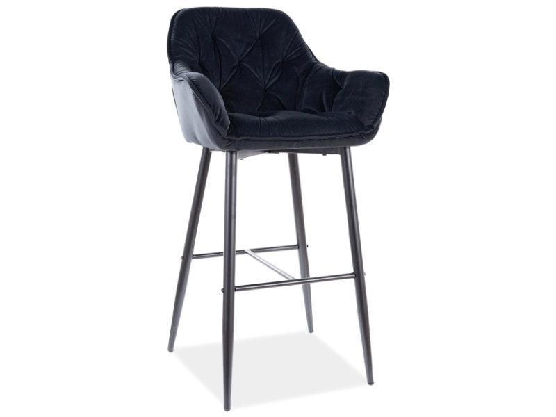 Aeson Upholstered Counter Stool with Metal Frame, Black