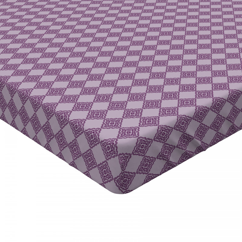 Microfiber Geometric Fitted Sheet, Full/Double Fitted Sheet, Purple Geometric