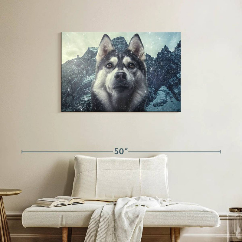 Winter Siberian Husky, 24" H x 36" W