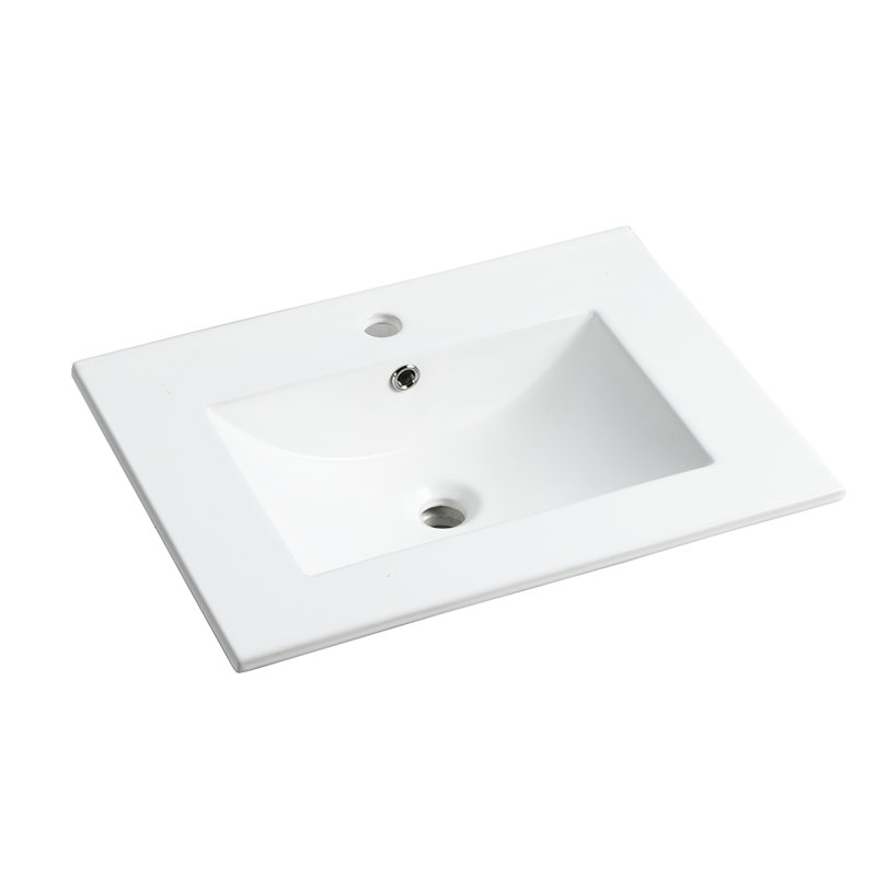 24 Inch Ceramic Vessel Sink, Easy To Clean, 0.81" Countertop, 25.59 Lb Weight Sink - White Gloss, 18.3 In. W X 6.65 H, Faucet Ready