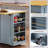 Kitchen Island, 53-Inch Classic Slate Gray-Blue MDF with Drop Leaf, Power Outlets, Rolling Wheels | Medium | Kitchen Carts-1312308673