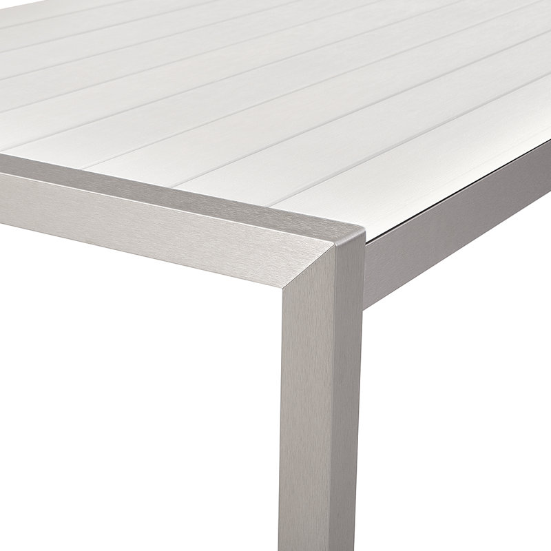 Hillegier Rectangular 180Cm L Table, White, Silver