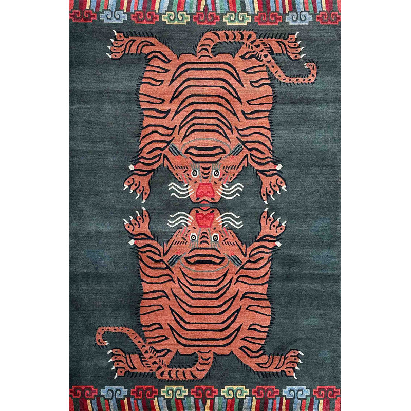 DOUBLE TIGERS GRAY, Rectangle 5' x 7'
