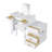 3-In-1 Makeup Vanity Desk With Flip-Top Mirror, LED Lighting, Adjustable Length & Ample Drawers - Stylish Multi-Functional Dressing Table For Home-1473710306
