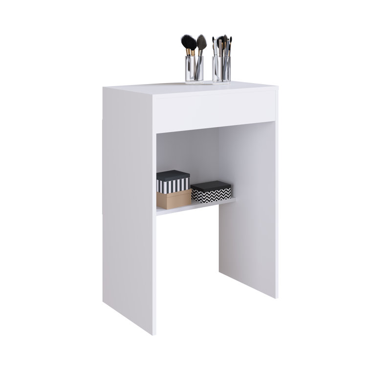 Bureau de coiffeuse blanc avec miroir intégré 