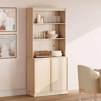 31.5" Wide Wood Sideboard Buffet with Doors & Adjustable Shelves, 72" Tall Storage Cabinet for Dining Room Kitchen
