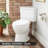 Round Toilet Seat with Adjustable Hinges in White Plastic, Standard Size Fit-52989301