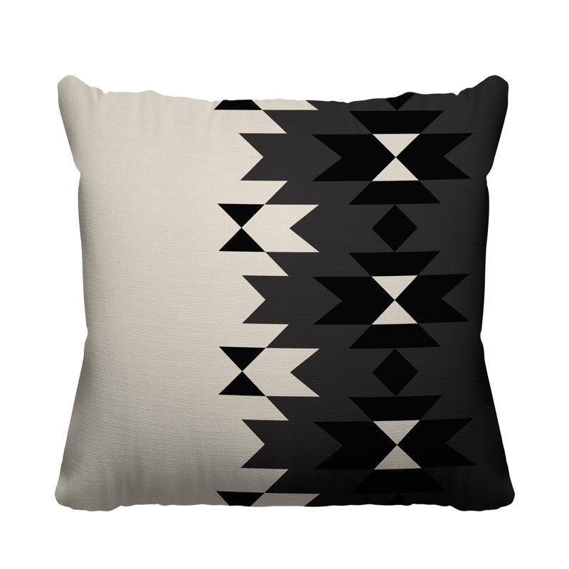 Coussin décoratif intérieur / extérieur Shako Southwestern, L 15 po x H 15 po, Noir