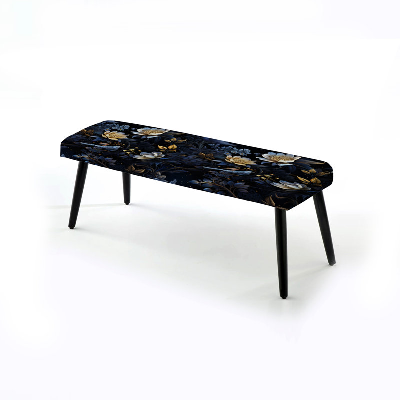 Enigmatic Nights Moody Patterns - Floral Upholstered Black Bench
