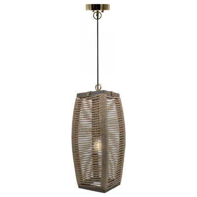 20"H Bencomo Cylinder 1-Light Rope Pendant
