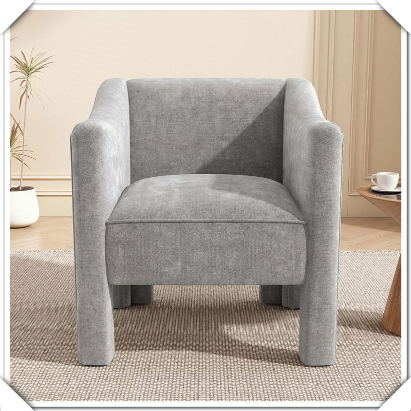Fauteuil demi-tonneau moderne pour chambre à coucher avec salon, Gris