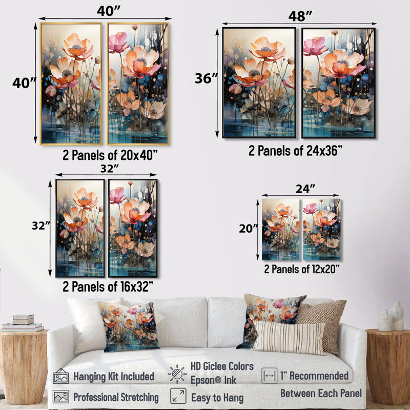 Lotus In Harmony - Floral Lotus Art Prints On Canvas, 32" H x 32" W, Floater Framed Print, Silver