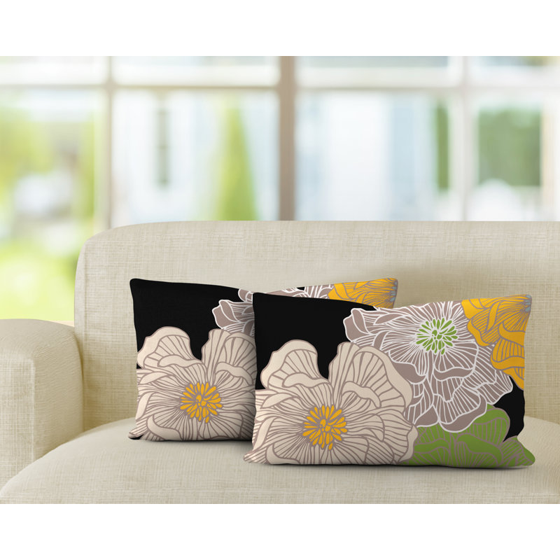 Polyester/Polyester Blend Lumbar Rectangular Indoor/Outdoor Pillow Cover & Insert, Beige