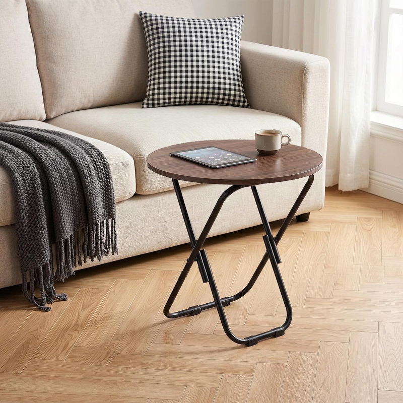 Ensemble de 2 tables d'appoint rondes et pliantes, table d'appoint pliable, petite table de bout pliante et compacte, table de collation pliable (ensemble de 2)