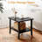 Durable Square Black Metal Outdoor Side Table, 2-Tier Design For All-Weather Use And Enhanced Storage-959849495