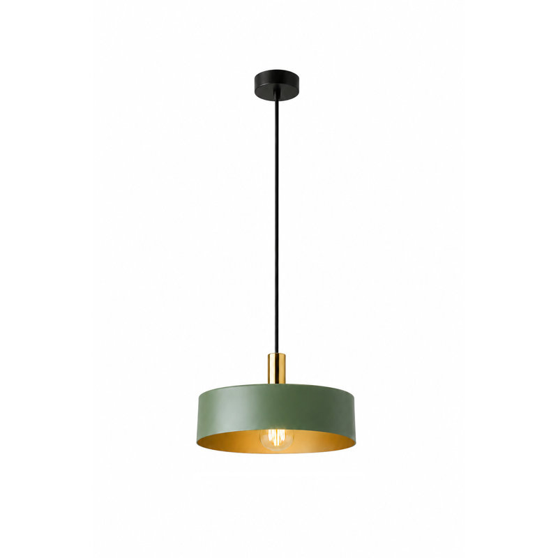 Taeshaun 1 - Light Drum Pendant, Green, Khaki Gold