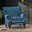 Fauteuil à dossier en tissu bleu marine de style classique