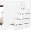 Lit superposé double blanc avec lit gigogne simple, escalier et rangement à plusieurs niveaux. Éclairage à DEL réglable 3 en 1 pour une ambiance de chambre à coucher apaisante-1435698280