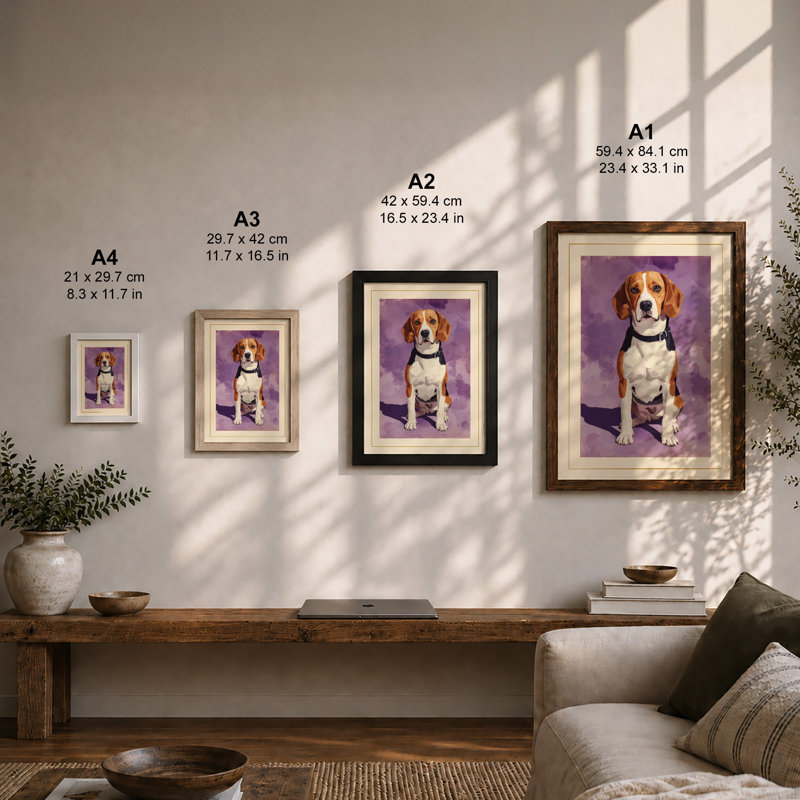 Beagle Portrait Modern - Framed Print, A2 - 59.4 x 42.0 cm, Unframed