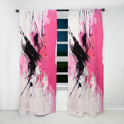 Gold And Purple Abstract Fusion II - Fuchsia Curtain - Room Darkening Floral Curtain - 1 Panels