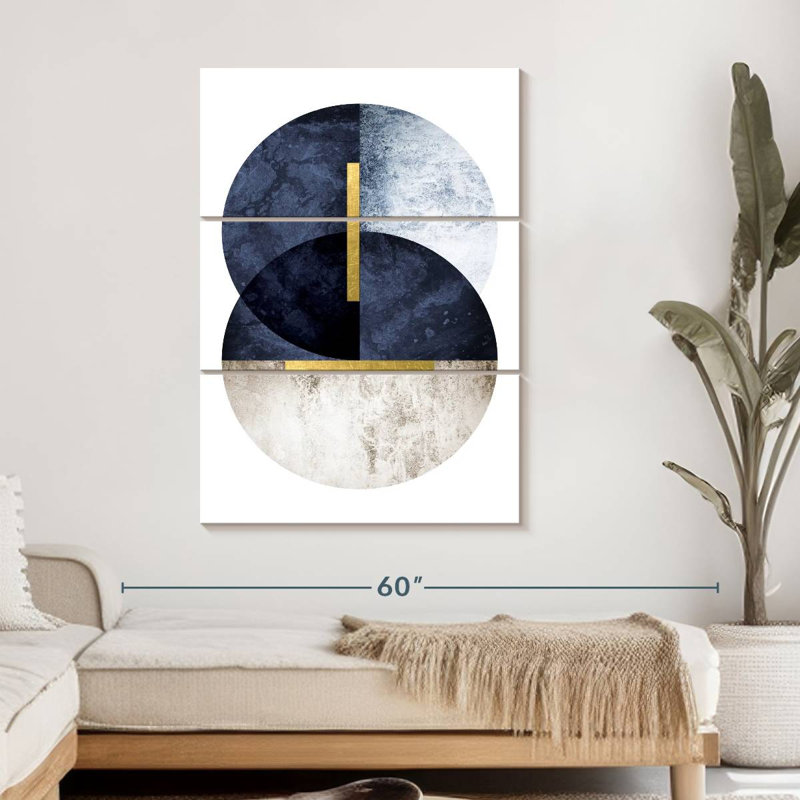 Impression d'art sur toile bleu marine foncé, H 50 po x l 32 po x P 1,25 po
