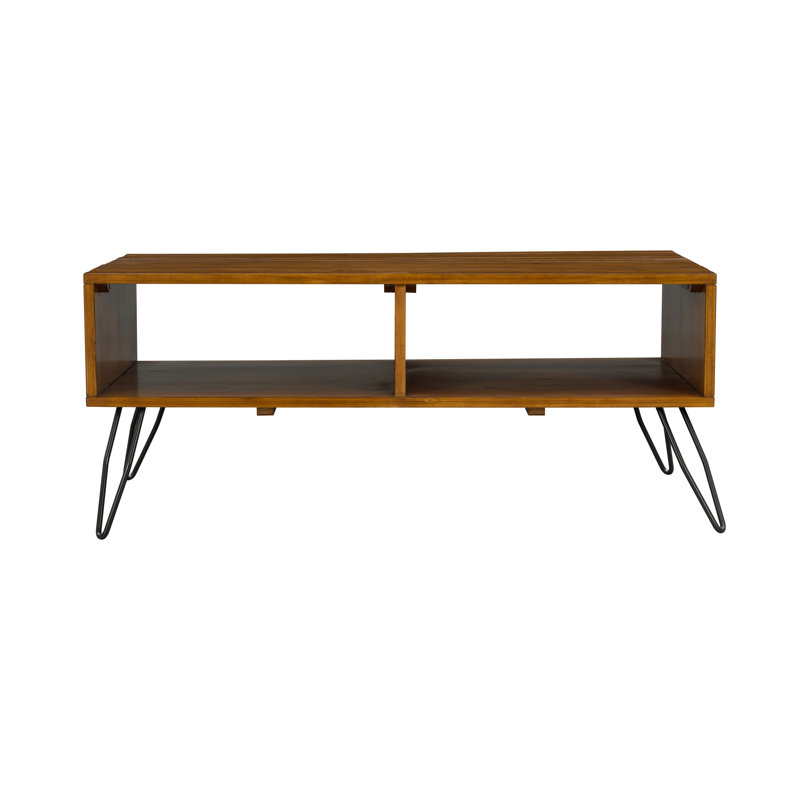 42"L x 23"W Solid Wood Coffee Table - Brown Black - 1 Piece Set