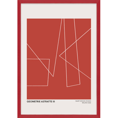 Geometric Abstraction in Red Framed Graphic Art