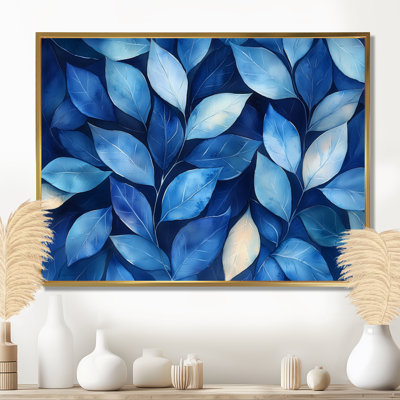 Indigo feuilles feuillage collage IV - feuilles, art mural