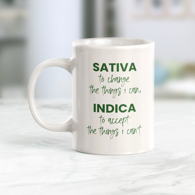 Tasse à café Sativa pour changer les choses I Can Indica pour accepter les choses que je ne sais pas, 11 oz, Plastique