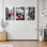 Ensemble de 3 tableaux sur toile représentant un parapluie rouge, une tasse à café et un vélo, style loisirs, pour la décoration du salon et de la chambre.