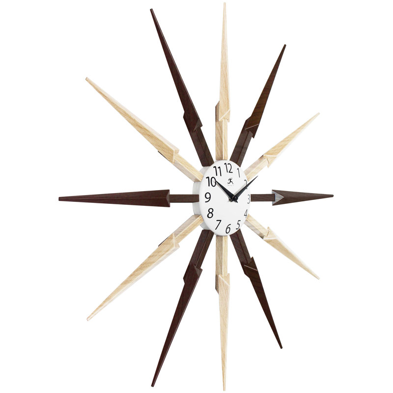 Horloge murale 24,5 pouces Donaway, Brun pâle/brun foncé