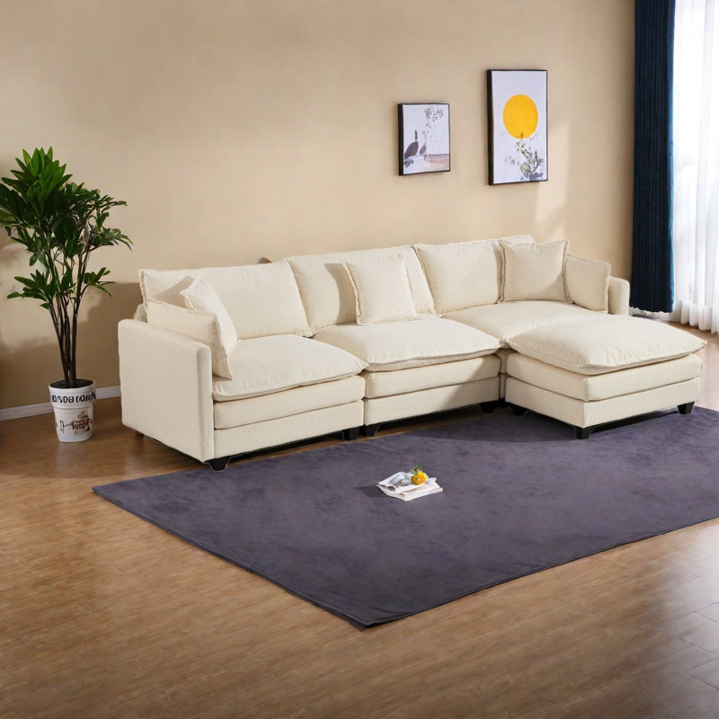 Canapé confortable en chenille 3 places, style moderne pour le salon