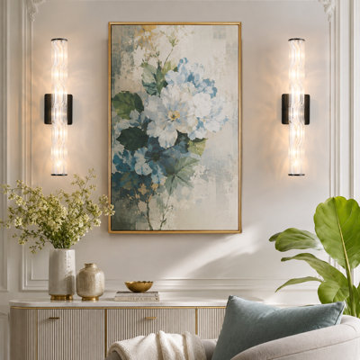 19.7-inch black bathroom wall lamp double set, modern single-lamp wall lighting, upgraded K9 crystal bronze wall lamp, bedroom vanity wall lamp, suitable for living room, stairwell, hallway wall lighting