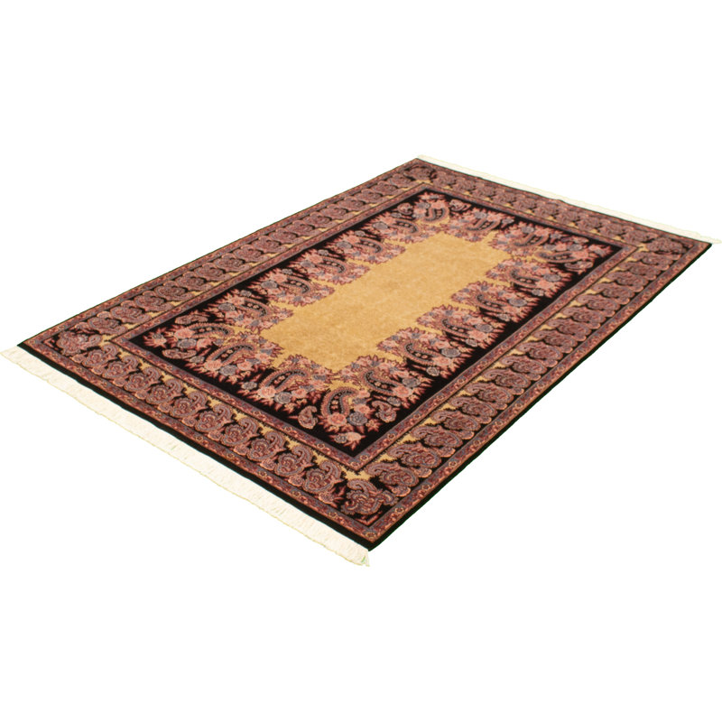 Tapis unique en laine noué à la main de style persan pako noir / kaki nouvel âge 6 pi 1 po x 9 pi 1 po