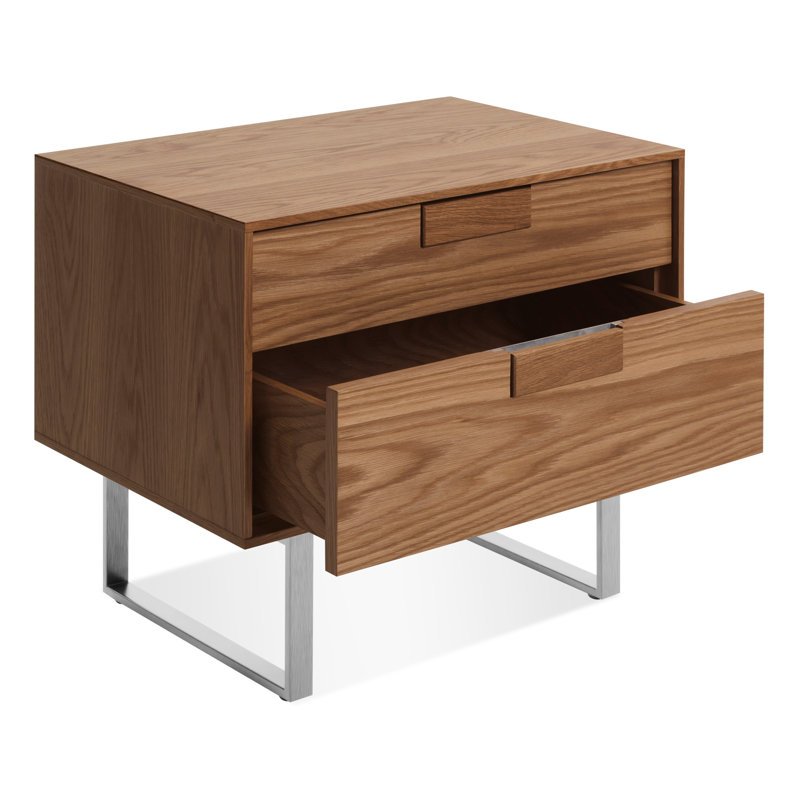 Series 11 2 - Drawer Nightstand, Silver/Walnut