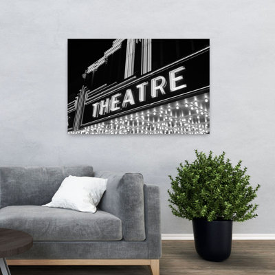 1930S 1940S Theater Marquee Theatre In Neon Lights Classic Retro Vintage Urban Architecture Art