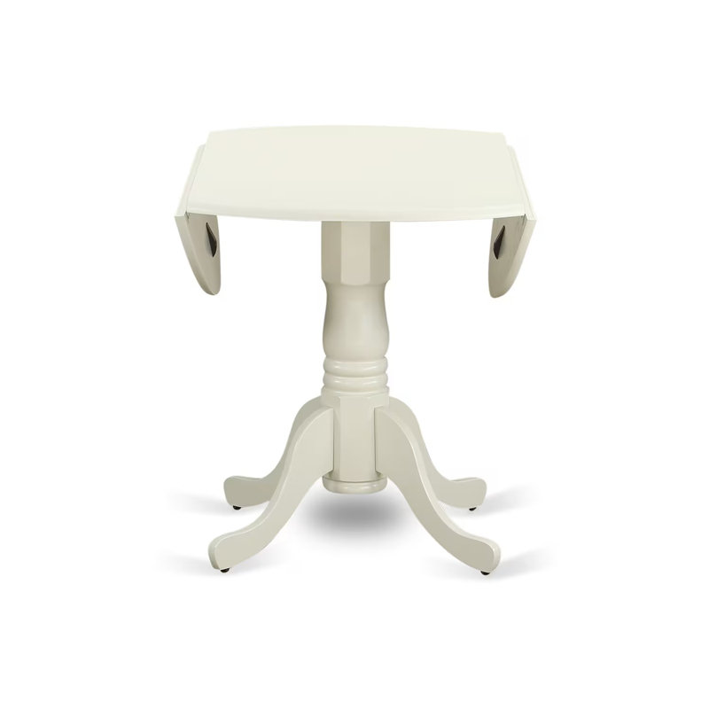 Lupe 4 - Person Solid Wood Top Pedestal Dining Set, 5 Pieces: Table, 4 Chairs, Linen White, Gray