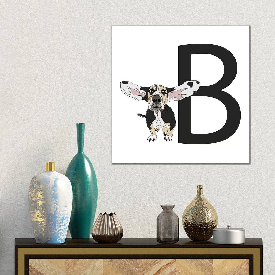 B Is For Basset Hound von Sketch And Paws - Gallery-Wrapped Canvas Giclée on Canvas