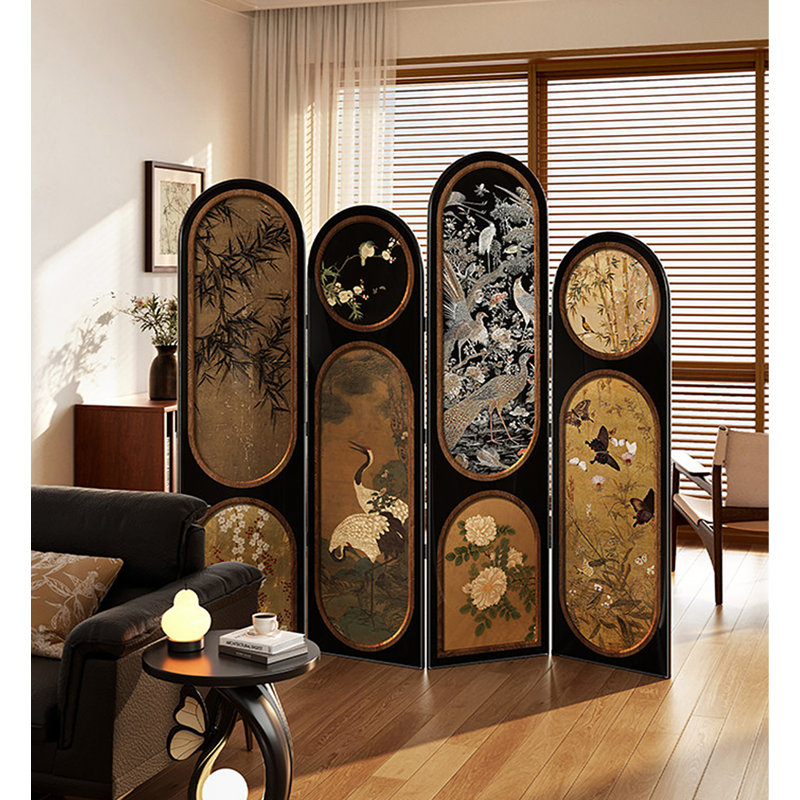Paravent de salon arqué en porcelaine Mid-Century, Black