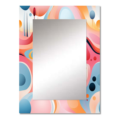 Pink Fusion Abstractions In Motion - midcentury  Unique Wall Mirror, Mid-Century Modern Mirror, Printed Metal Art
